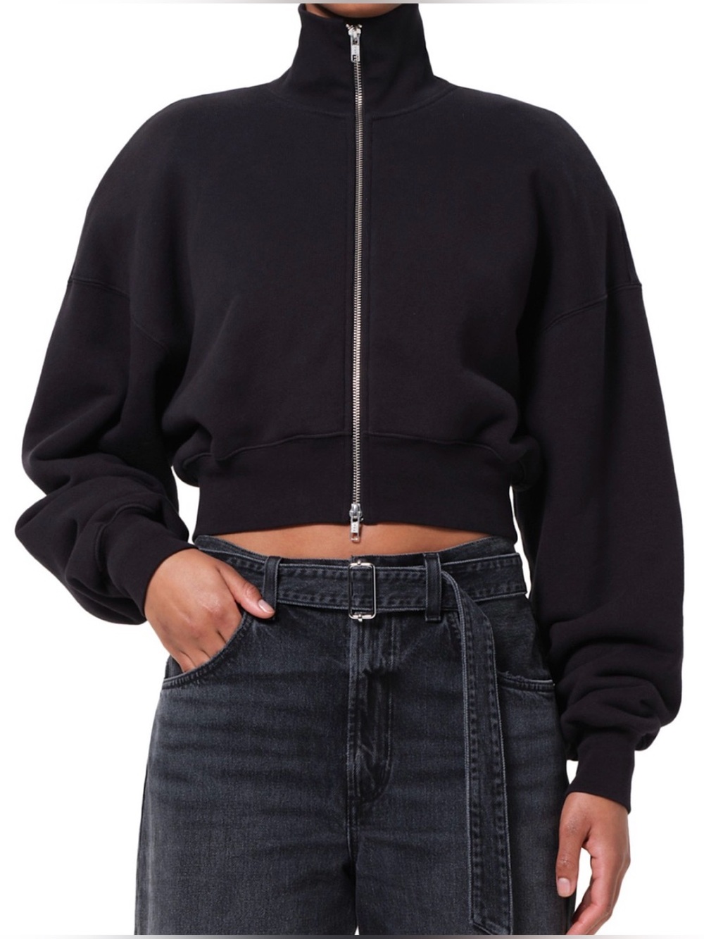 NWOT AGOLDE DARBY ZIP UP IN BLACK